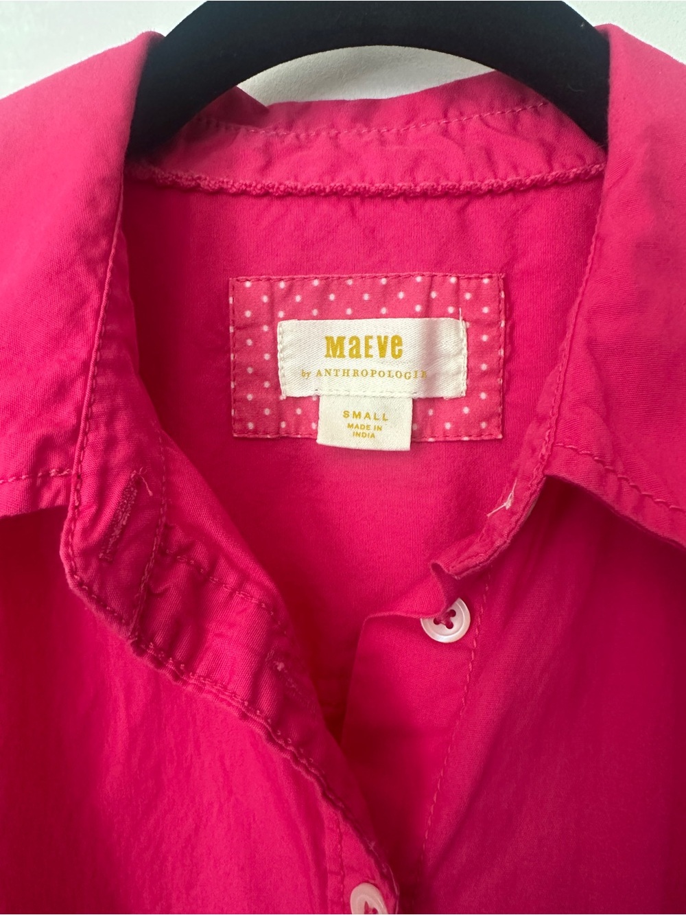 Anthropologie Maeve “The Bennett” Relaxed Button-Up Shirt – Hot Pink – Women’s S - Picture 6 of 9